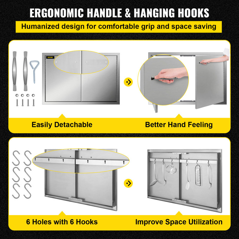 Stainless Steel Double Access BBQ Door with Handles