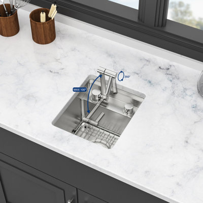 13X15x9 Inch 16 Gauge Sus304 Stainless Steel Undermount Kitchen Sink, Folding Faucet With 360 Swivel And Water Control, Invisible Design For Workstation Enhancement, X - Shaped Drain Quick Exit Sink