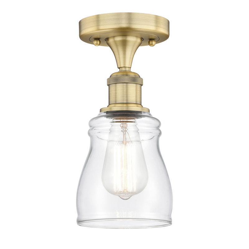 Makemson Glass Semi Flush Mount, Brushed Brass, Clear