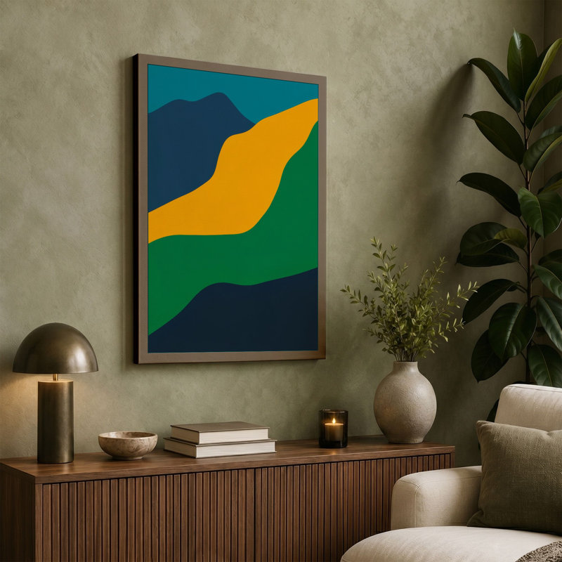 Flowing Horizons Minimalist - Wrapped Canvas, 30x20 - 76.2 x 50.8 cm, Terracotta Border