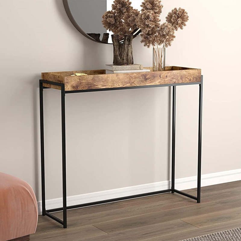 Image couleur de la console rectangulaire en bois manufacturé, H 31,5 po x L 35,43 po x l 9,84 po