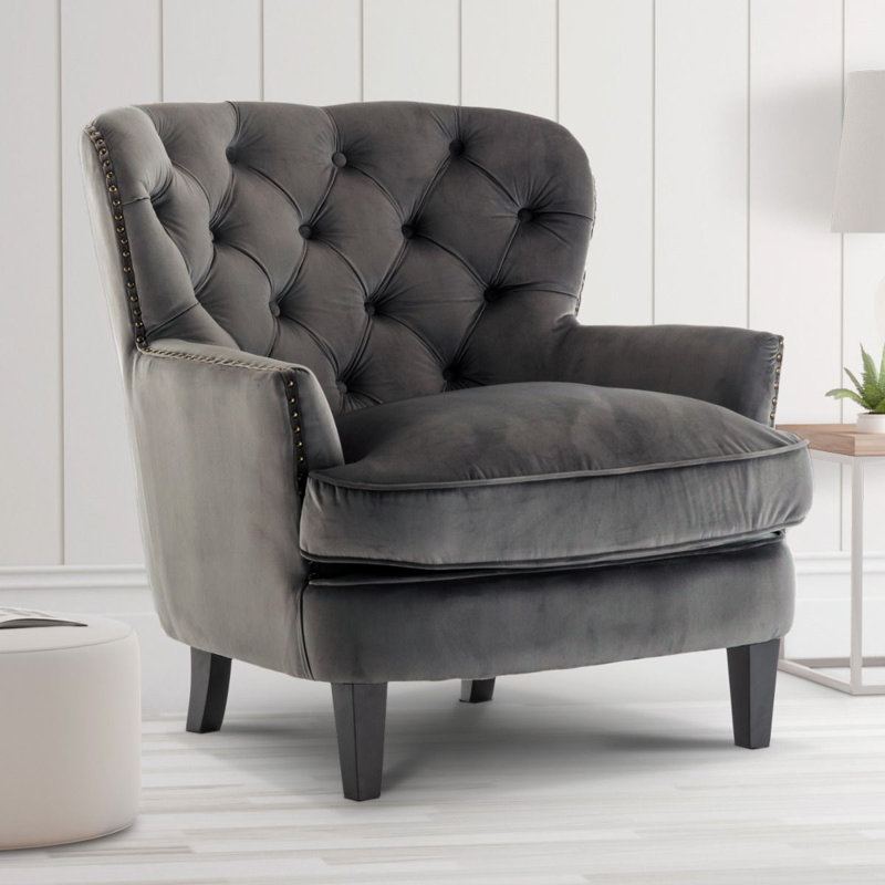 Higgenbotham Armchair, Grey Velvet