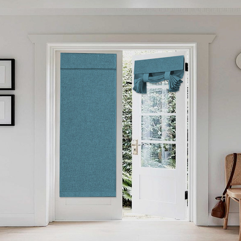 French Door Curtains Linen Textured Privacy Door Blinds Kitchen Window Curtains Waterproof Room Darkening Curtains for Glass Door Tie Up Shade, 1 Panel