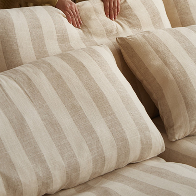Striped Linen Washable Straight Sofa
