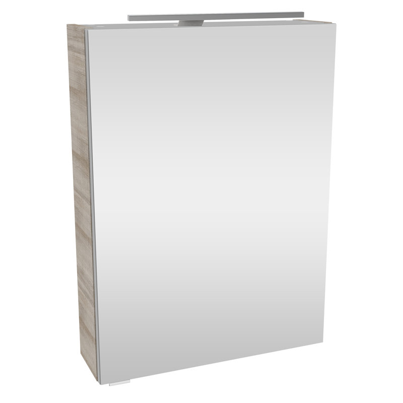 500mm W 680mm H Wall Cabinet Frameless Medicine Cabinet Mirror 2 Adjustable, Stop on the right, Gray/Brown