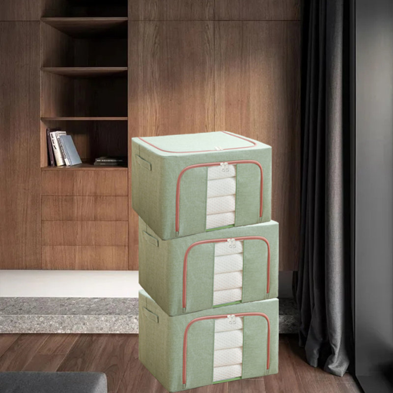 Clothes Storage Bins Boxes with Metal Frame - (Extra Large-105L), Green