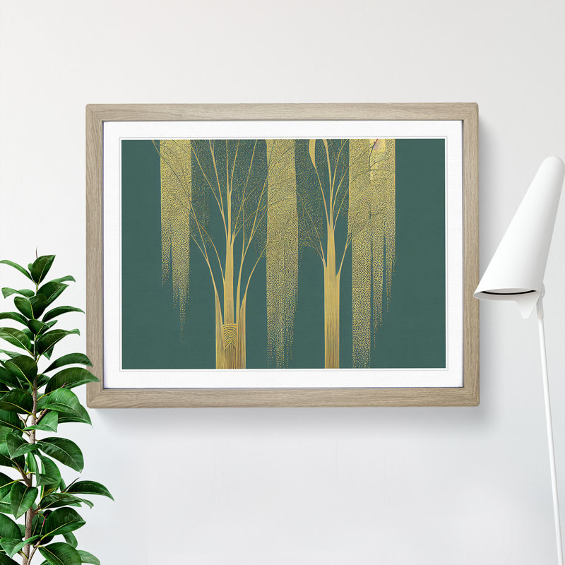 Legendary Weeping Willow Trees - Single Picture Frame Print, 34cm H x 46cm W x 2cm D, Oak