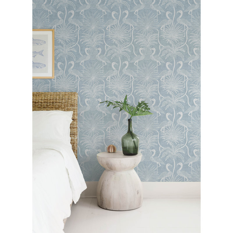 Biscayne Flamingo Beach Wallpaper, Sky Blue 