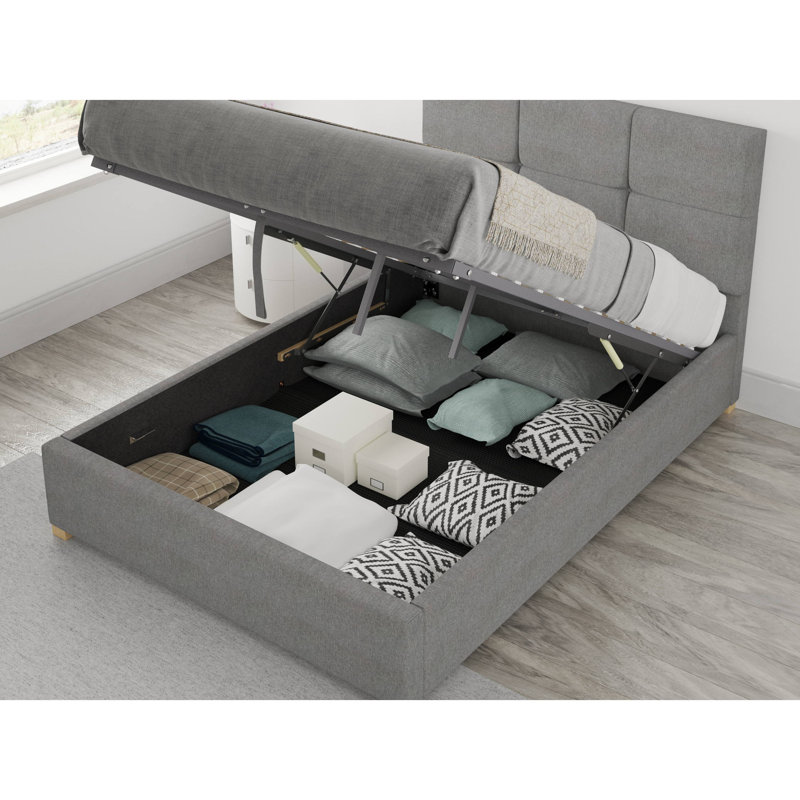 Moyers Upholstered Ottoman Storage Bed, Small Double (4'), Grey