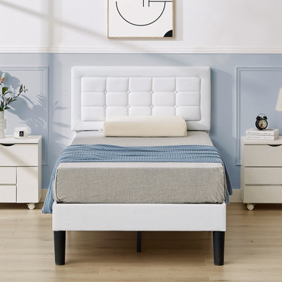 Kempst Upholstered Platform Bed Frame/Mattress Foundation with Height Adjustable Headboard