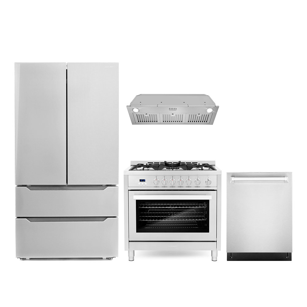 https://assets.wfcdn.com/im/67338928/compr-r85/2384/238426375/cosmo-4-piece-kitchen-appliance-package-with-french-door-refrigerator-36-gas-freestanding-range-built-in-dishwasher-and-insert-range-hood.jpg