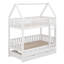 Lit superposé House avec lit gigogne et tiroirs, lit superposé simple au-dessus d'un lit simple avec toit, lit superposé en bois
