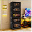 Noir, armoire de rangement pliante latérale de 24 po, 5 niveaux, 23,62 po x 13,78 po x 59,84 po, bacs de rangement pliables avec porte magnétique, armoire de rangement en plastique avec roues