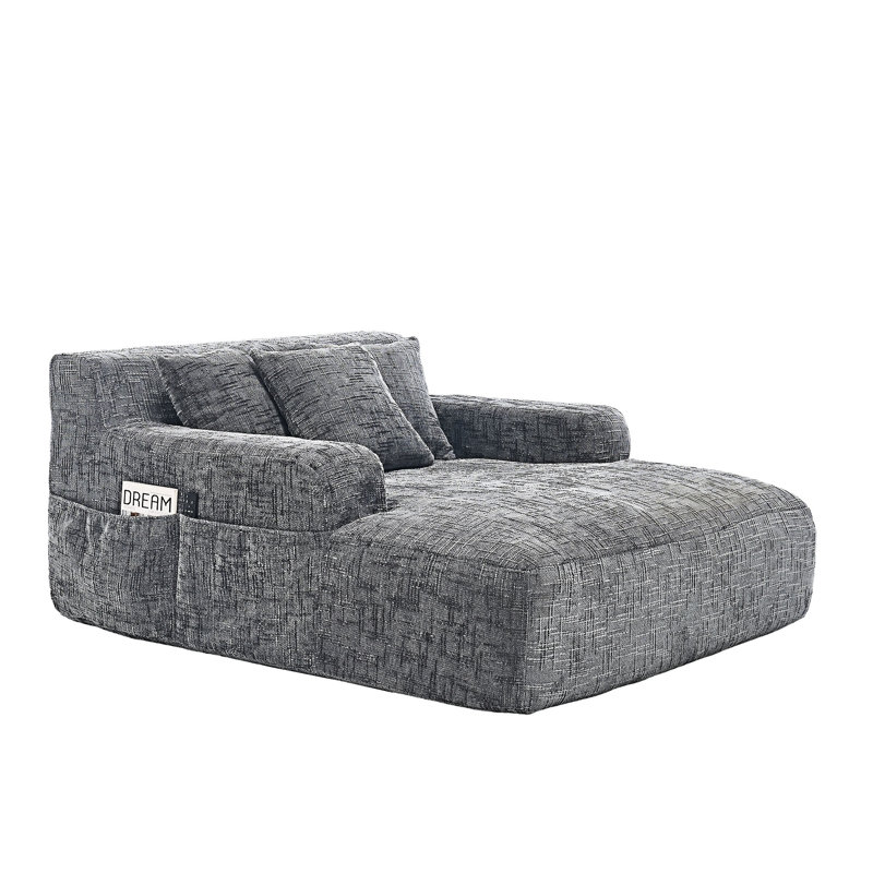 Chaise longue avec trois coussins Lazy, Gris