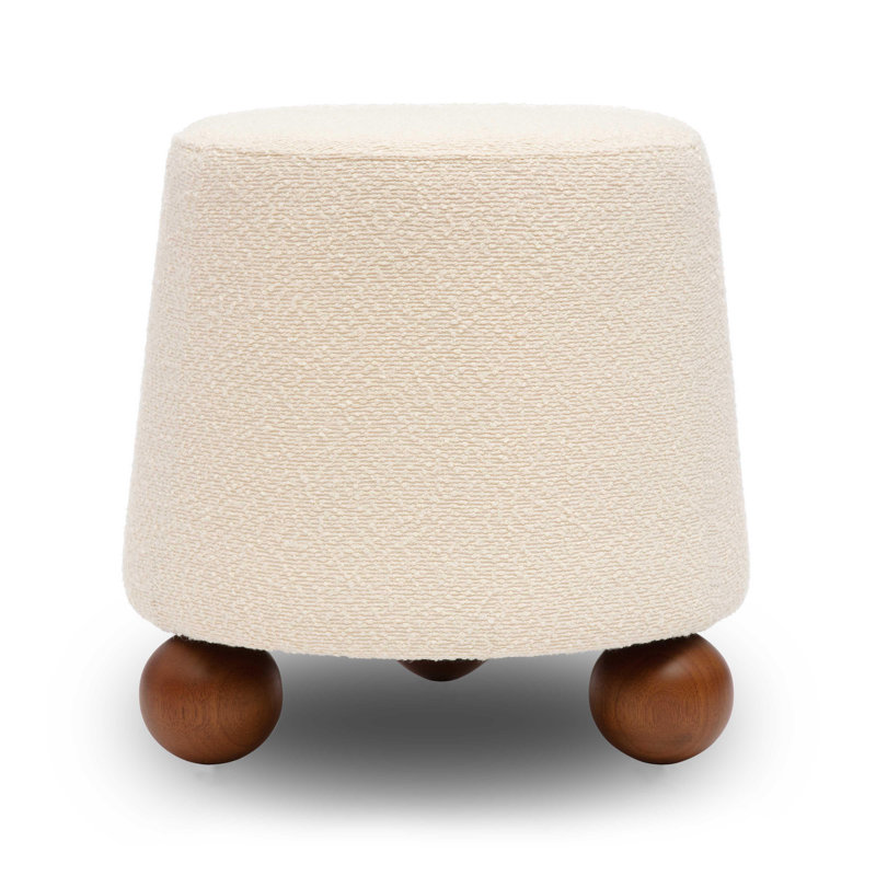 Tabouret Jaine Boucle, Noyer, Mélange de polyester, Crème, crème