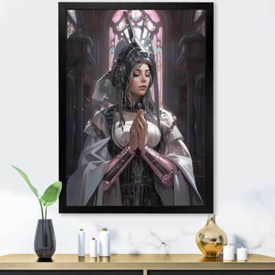 " Futuristic Nun Praying In Cathedral "