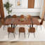Ensemble de table de salle à manger en bois 87 po avec chaise rembourrée en cuir PU-115951196-116180492