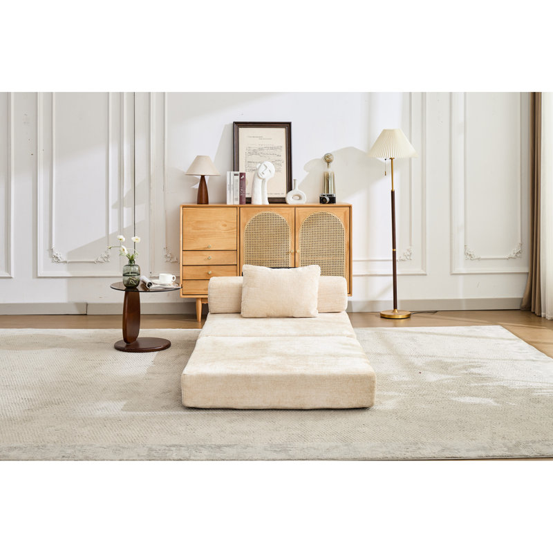 Plancher convertible monoplace à compression, chenille beige, modulaire désossé, sans assemblage, cadre de forme fixe pour lit de salle de jeux, compression, bureau
