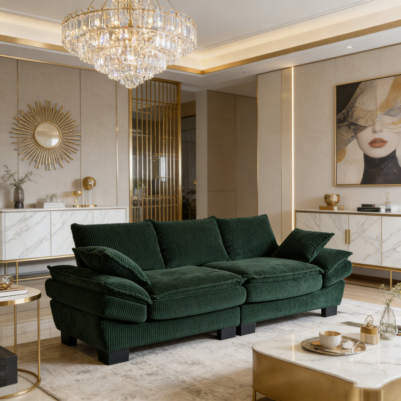 Causeuse avec 2 coussins décoratifs, Vert foncé