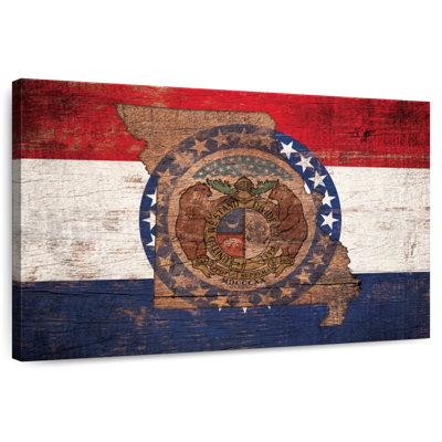 Borges State Map Over Missouri Flag