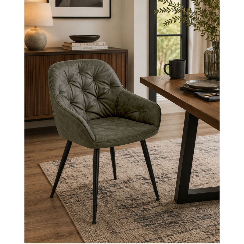 Fauteuil capitonné Pederson gris foncé