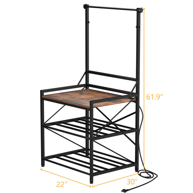Support pour imprimante 3D, table pour imprimante robuste avec rangement pour filament et prises de courant intégrées, bureau pour imprimante 3D à 3 niveaux pour garage d'atelier, finition résistante à la rouille