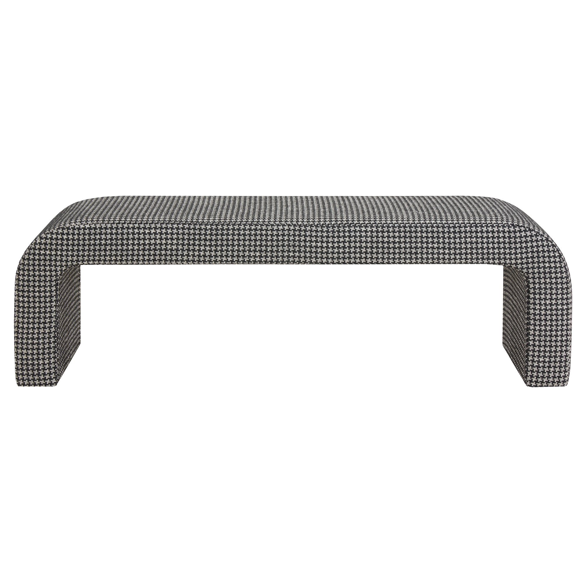 Daine 62" Upholstered Bench, Black/White Houndstooth