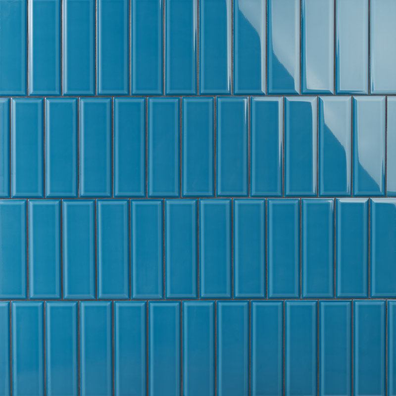 Carrelage mural en céramique poli biseauté 3,93 po x 11,81 po Danvers, Bleu