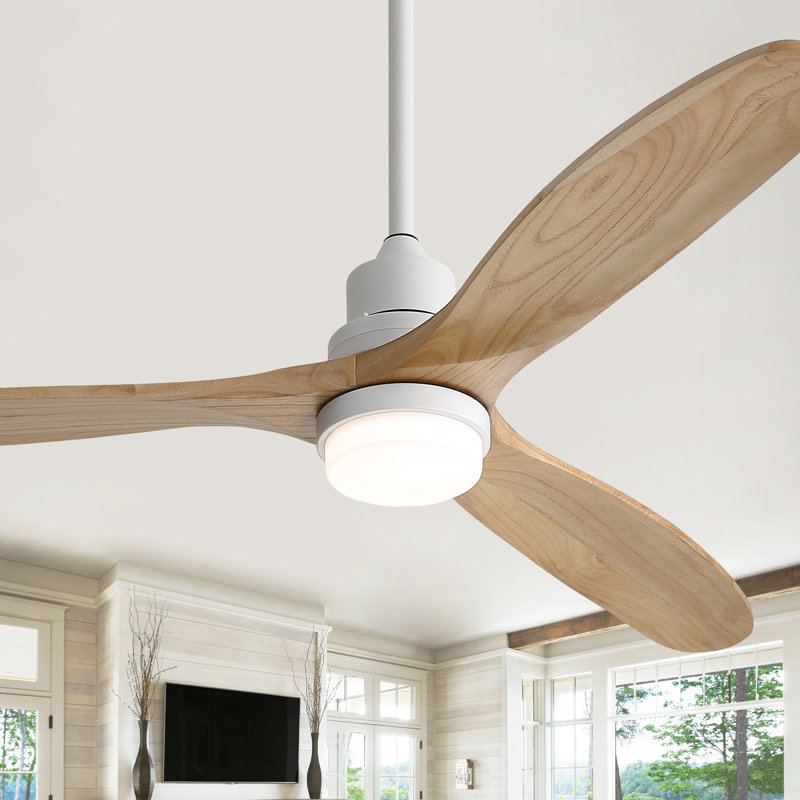 Ventilateur de plafond noir à 3 pales avec lumière DEL et télécommande Nicola, Brown