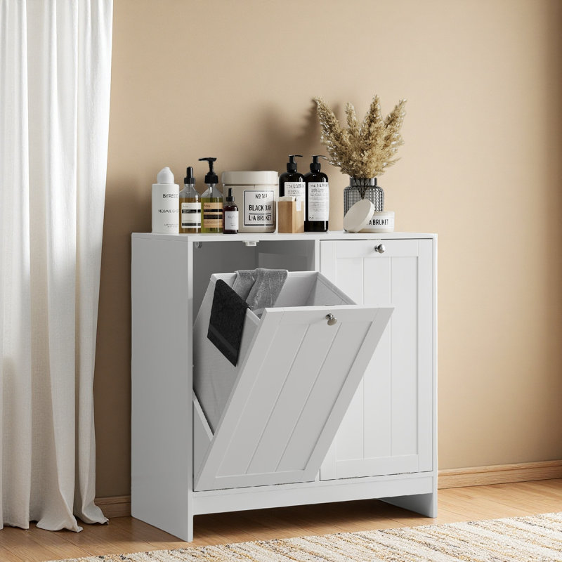 Panier à linge incliné avec panier amovible, panier à linge caché, armoire de rangement pour panier de salle de bain