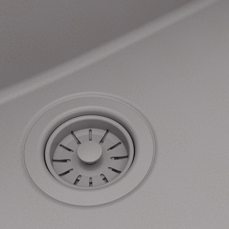 Ensemble d'évier de cuisine à cuve simple encastrable en quartz 32 po Karran, Gris mat