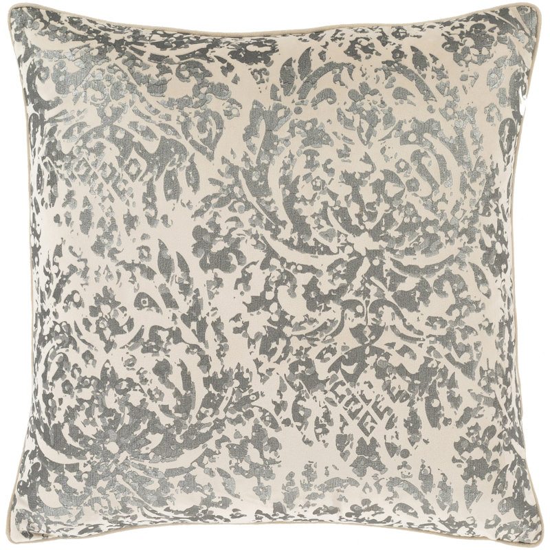 Coussin Carrisa, Crème / argenté, H 18 po x l 18 po, Duvet