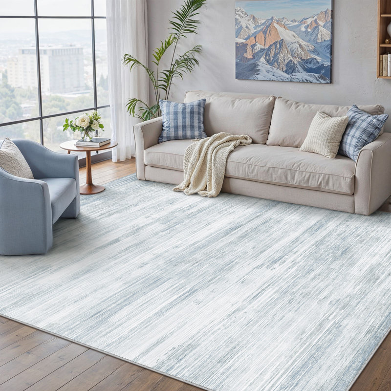  Tapis texturé abstrait bleu clair Luminae, Rectangle 6 pi x 9 pi, Bleu clair