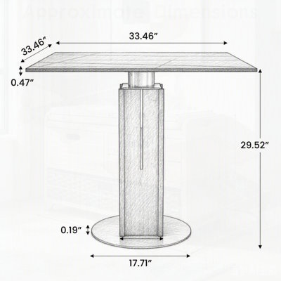 Table de salle à manger carrée en ardoise avec colonne en noyer, idéale pour les petits espaces et un style moderne, capacité de charge de 68 kg