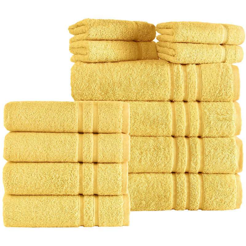 Luxury 12-Piece Towel Set Includes 4 Bath Towels, 4 Hand Towels, And 4 Washcloths Ringspun Cotton Is Absorbent And Soft