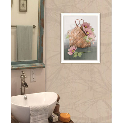 Farmhouse Daisy Basket Framed Wall Art for Living Room, Home Wall Décor By House Fenway