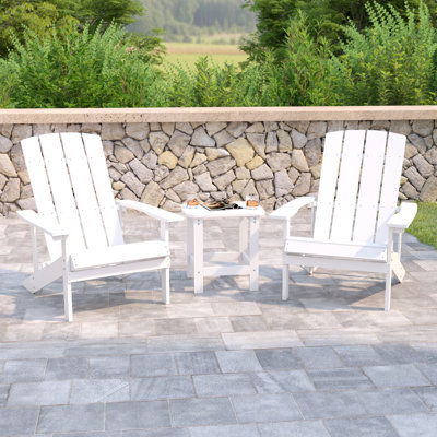 Balasi Indoor/Outdoor Adirondack Style Side Table and 2 Chair Set