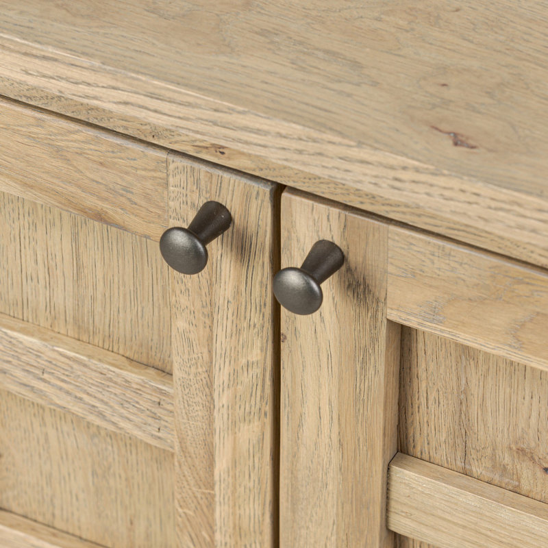 Alessio Media Console-Aged Natural Oak, Aged Natural Oak