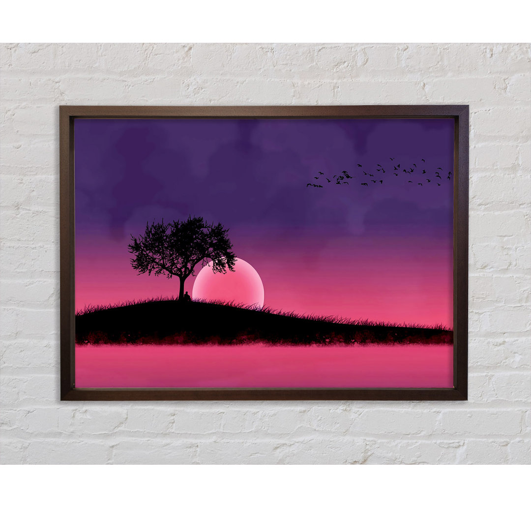 Pink Moonlit River - Einzelner Bilderrahmen Kunstdrucke auf Leinwand