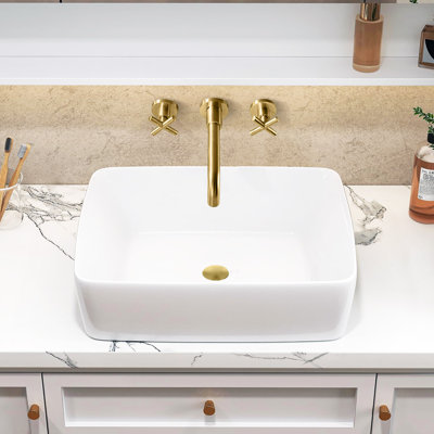 Wall Mounted 2-handle Bathroom Faucet with Drain Assembly