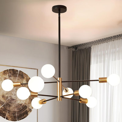 Lustre moderne de style Spoutnik avec hauteur réglable, luminaire suspendu style maison de campagne Mid-Century pour salle à manger, salon et îlot de cuisine