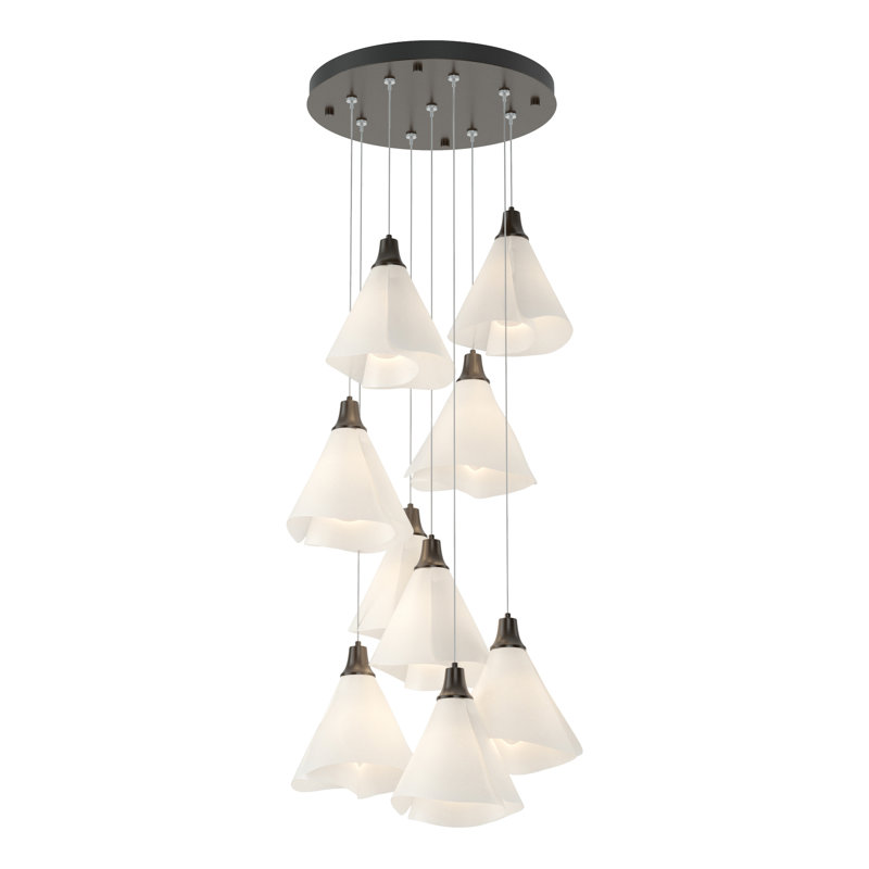 Mobius - Luminaire suspendu grappe, H 80 po x l 17,3 po x P 17,3 po, Bronze huilé, 9