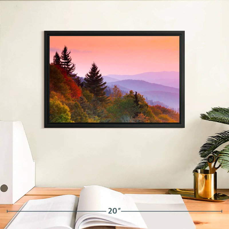 Automne lever de soleil, Cadre flottant noir, 13 po x 9 po