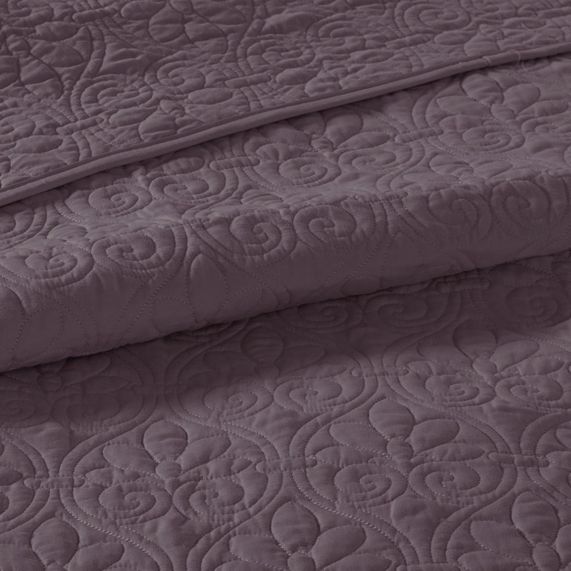 Ensemble de courtepointe réversible 4 pièces, Courtepointe pour très grand lit + 2 tailles déc, Mauve