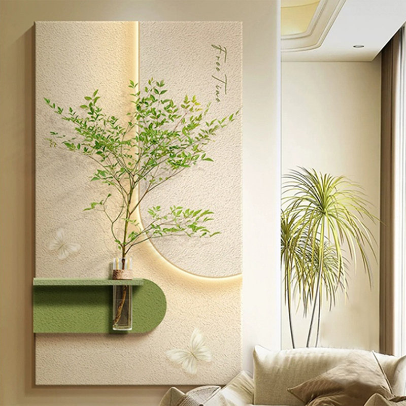 Simulation de grès, plante lumineuse, peinture suspendue pour salon, H 55,12 po x l 31,5 po