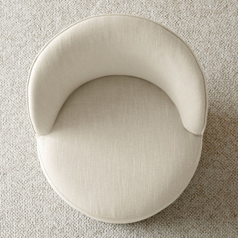 Chaise pivotante rembourrée à dossier demi-tonneau avec roulettes cachées (ensemble de 6), Beige