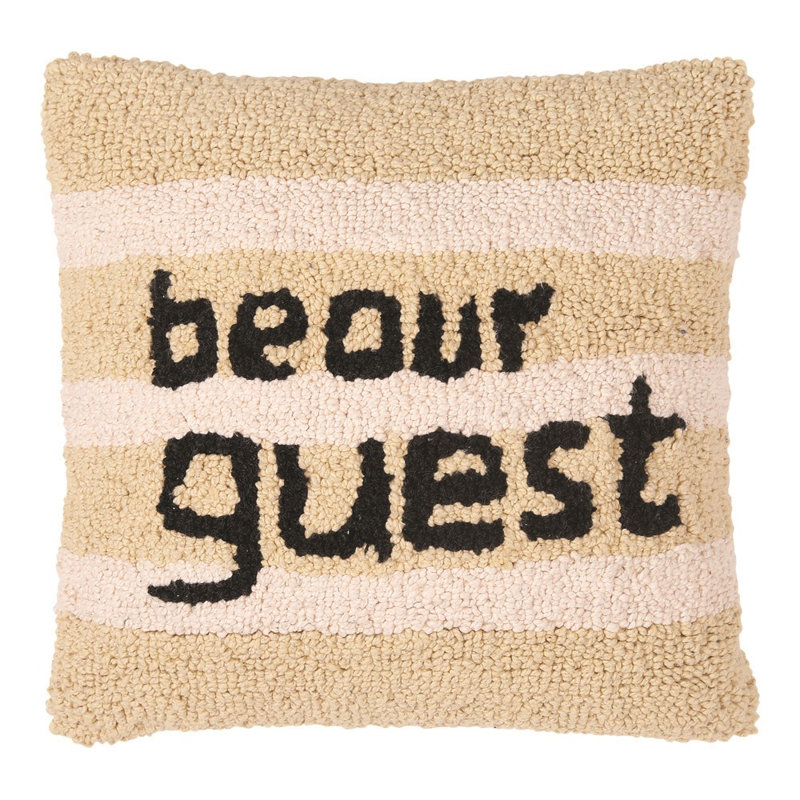Manual Woodworkers & Weavers 12" Square Cotton Wool Blend Hooked Decorative Pillow Cover