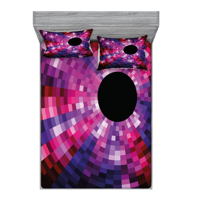 Microfiber Geometric Sheet Set, Queen Sheet Set with Fitted Sheet