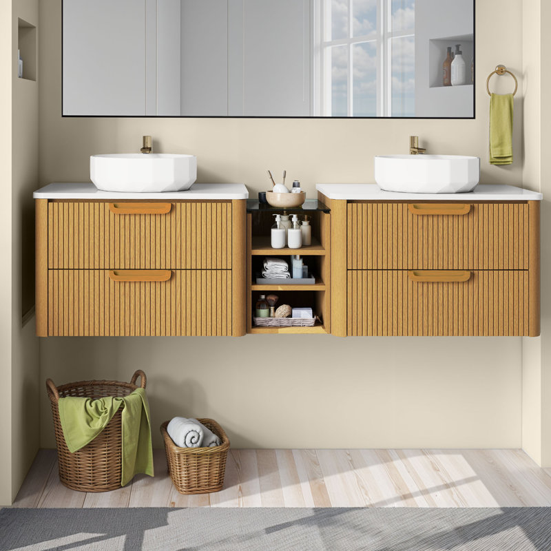  Meuble-lavabo flottant 71,6 po avec double cuve 71,6 po
