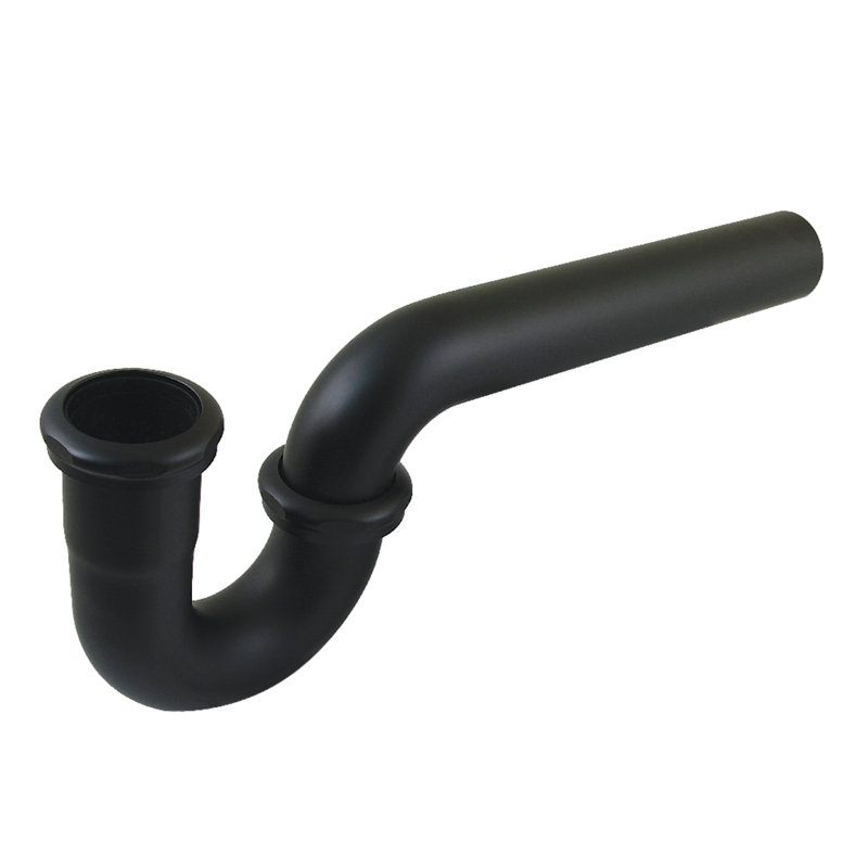 Siphon en P 1-1 / 4 po (ou 1-1 / 2 po) sans bride Kingston, longueur 12 po, calibre 18, Noir mat
